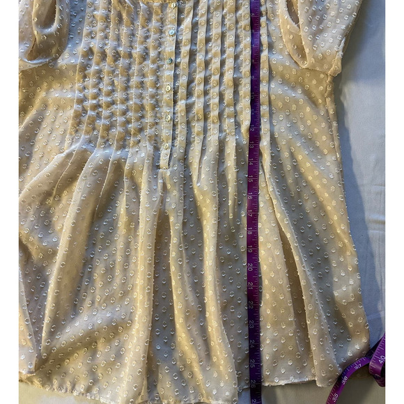 Sophie Max Sheer Swiss Dot Crew Neck 3/4 Sleeve Pin Tuck Tunic, Size M - Picture 8 of 8